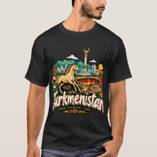 Camiseta Arte de viaje dibujado a mano de Turkmenistán Monu