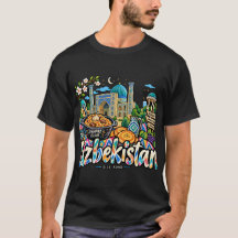 Arte de viaje dibujado a mano de Uzbekistán Monume