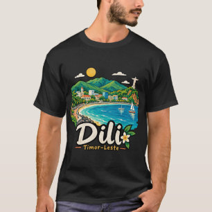 Camiseta Arte de viaje dibujado a mano Dili Timor-Leste pun