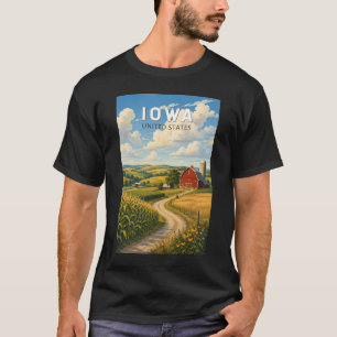 Camiseta Arte de Viaje Ilustración Vintage Iowa