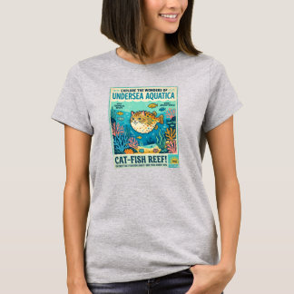 Camiseta Arte de viaje retro de pez gato acuático submarino