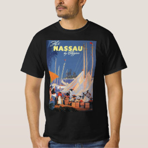 Camiseta Arte de viaje vintage de Bahamas, Vuela a Nassau e