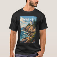 Arte de viaje vintage de ilustración de Maine