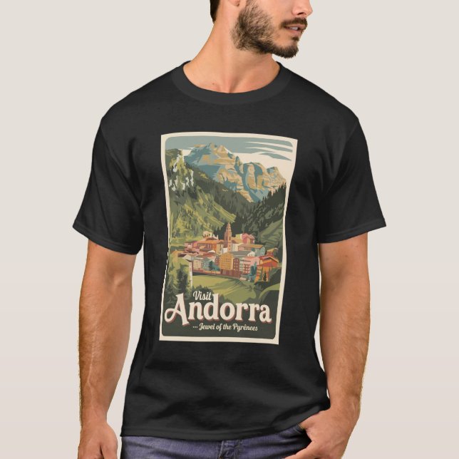 Camiseta Arte de viajes de Ilustracion de Andorra (Anverso)