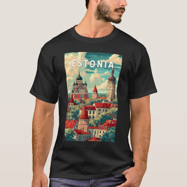 Camiseta Arte de viajes de Ilustracion de Estonia (Anverso)