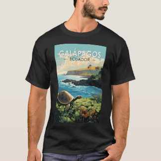 Camiseta Arte de viajes de tortuga gigante en las islas Gal