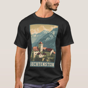 Camiseta Arte de viajes del castillo de Liechtenstein Vaduz