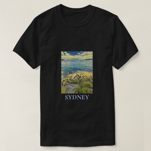 Camiseta Arte de viajes en el cielo de Sydney Harbour (Diseño del anverso)