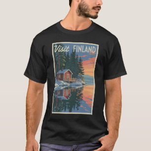 Camiseta Arte de viajes en el lago de Finlandia