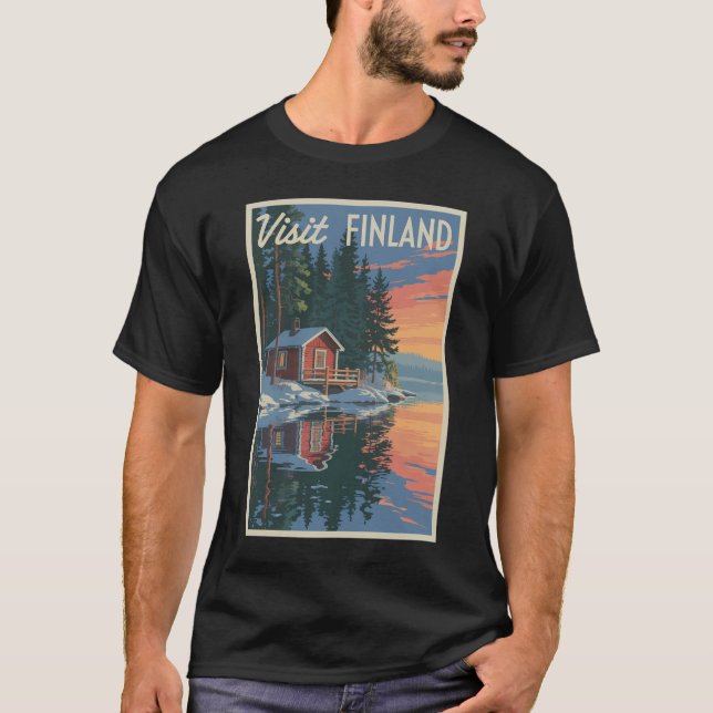 Camiseta Arte de viajes en el lago de Finlandia (Anverso)