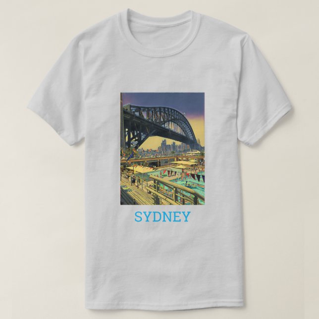Camiseta Arte de viajes en el puente de Sydney Harbour Brid (Diseño del anverso)