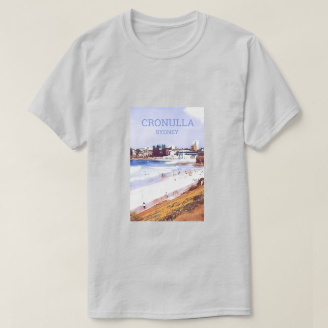 Camiseta Arte de viajes por la playa australiana Cronulla (Diseño del anverso)