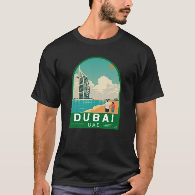 Camiseta Arte de viajes retro de Emiratos Árabes Unidos (Anverso)
