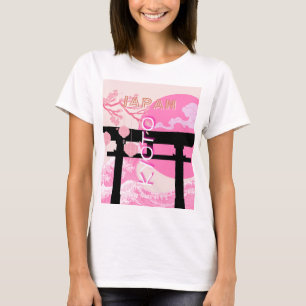 Camiseta Arte de viajes rosados en Japón