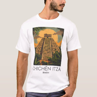 Camiseta Arte De Viajes Vintage De Chichén Itzá - México