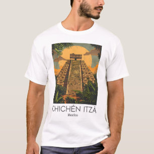 Camiseta Arte De Viajes Vintage De Chichén Itzá - México