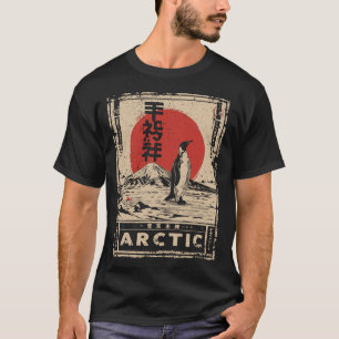 Camiseta Arte de vida salvaje del Sol Rojo Japonés Pingüino