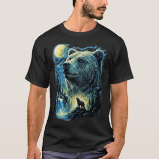 Camiseta Arte de Vida Silvestre del Oso Majestuoso Bajo la