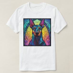 Camiseta Arte de vidrio emplomado con Doberman Pincher
