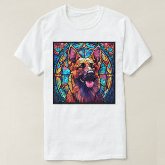 Camiseta Arte de vidrio emplomado con pastor alemán 