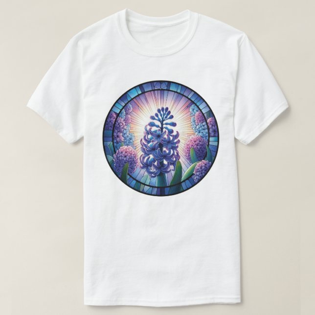 Camiseta Arte de vidrio emplomado de jacinto (Diseño del anverso)
