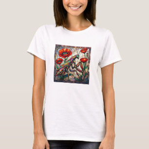 Camiseta Arte de vidrio emplomado de mantis religiosa y ama