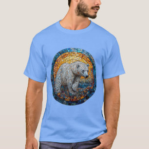 Camiseta Arte de vidrio emplomado del majestuoso oso polar