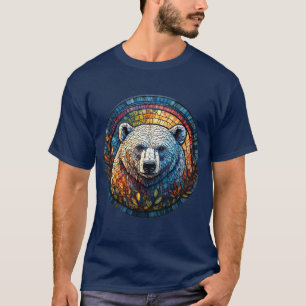 Camiseta Arte de vidrio emplomado del majestuoso oso polar