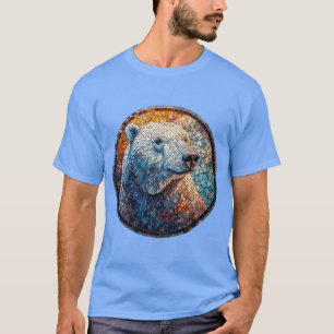 Camiseta Arte de vidrio emplomado del majestuoso oso polar