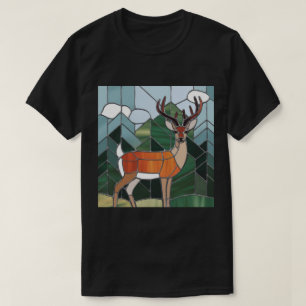 Camiseta Arte de vidrio emplomado, estilo ciervo de arte de