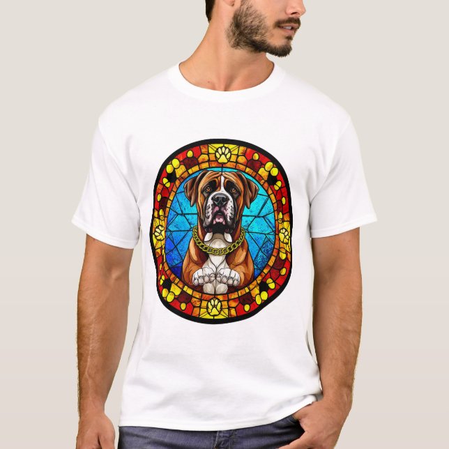 Camiseta Arte de vidrio emplomado estilo perro (Anverso)