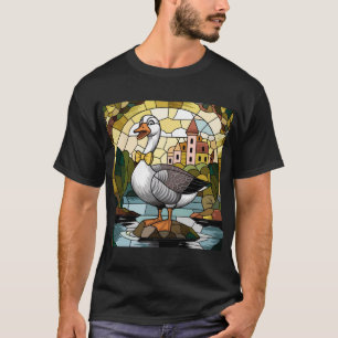 Camiseta Arte de vidrio teñido, Ganso tonto de vidrio teñid