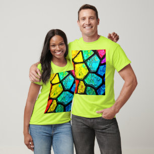 Camiseta Arte de vidrio tintado de arcoíris agrietado