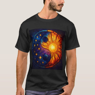 Camiseta Arte de vidrio tintado Yin Yang Celestial