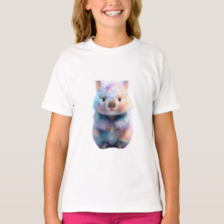 Camiseta Arte de Wombat Arcoíris Esponjoso para Niños