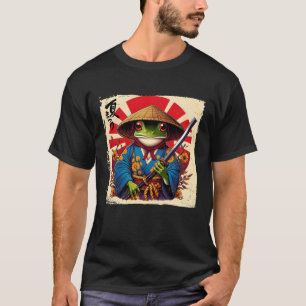 Camiseta Arte de Woodblock japonés Samurai Frog Kanji japon