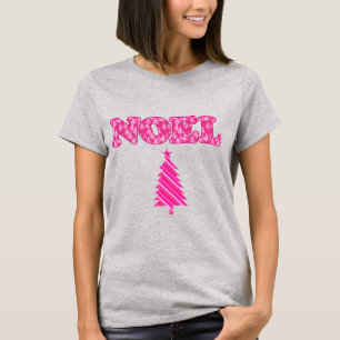 Camiseta Arte de Word - Noel Patterado en árboles rosas de 