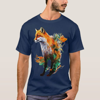 Camiseta arte de zorro regalo zorro rojo arte animal colori