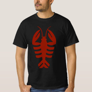 Camiseta Arte Deco Antiguo Mariscos Langosta en Rojo