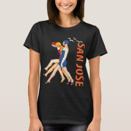 Camiseta Arte Deco Retro Naranja Viaje San Jose