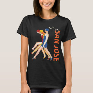 Camiseta Arte Deco Retro Naranja Viaje San Jose