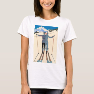 Camiseta Arte Deco Vintage Amor Beso Romántico en Esquís Ni