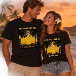 Camiseta Arte Deco Vintage Honolulu, Turismo de Hawái Viaje