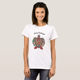 Camiseta Arte decorativo de la línea de tortugas marinas or