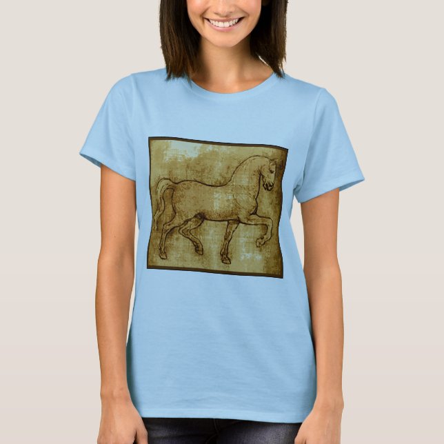 Camiseta Arte del caballo de Leonardo da Vinci (Anverso)