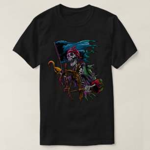 Camiseta Arte del Capitán Pirata Esqueleto
