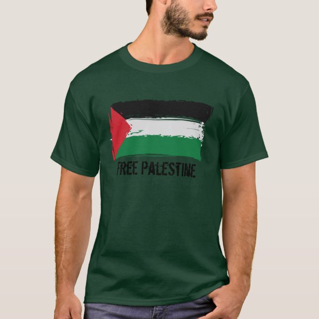 Camiseta Arte del cepillo de la bandera de Palestina - (Anverso)