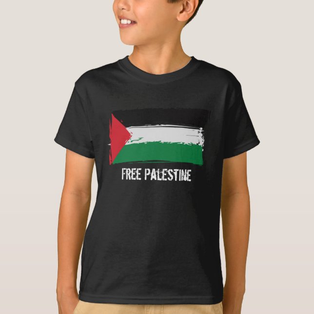 Camiseta Arte del cepillo de la bandera de Palestina - (Anverso)