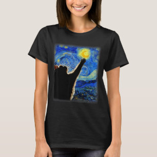 Camiseta Arte del cielo nocturno Gato Artístico Gato Amante