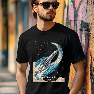 Camiseta Arte del Cohete Cósmico de la Misión Artemis II de